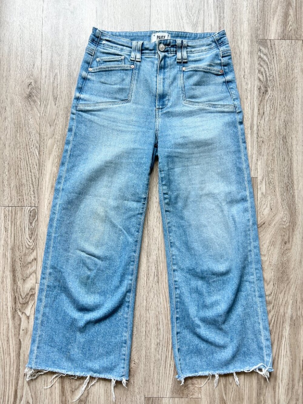 Paige Anessa High Rise Wide Leg Jean Light Wash in Sunnie Distressed Size 28 - Picture 4 of 14